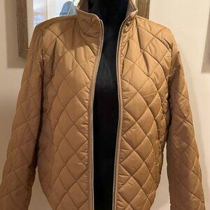 J. Crew; Quilted, Zip Jacket, Gold with Pink Lining, SZ L, NWOT